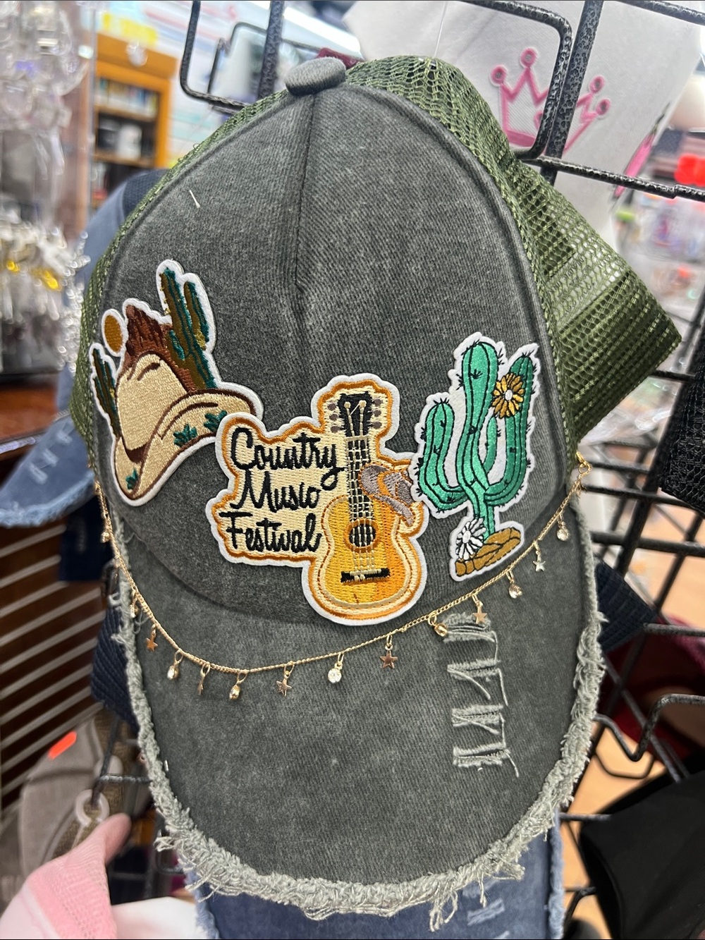 Country Music Festival Embroidered Trucker Hat - Olive Green